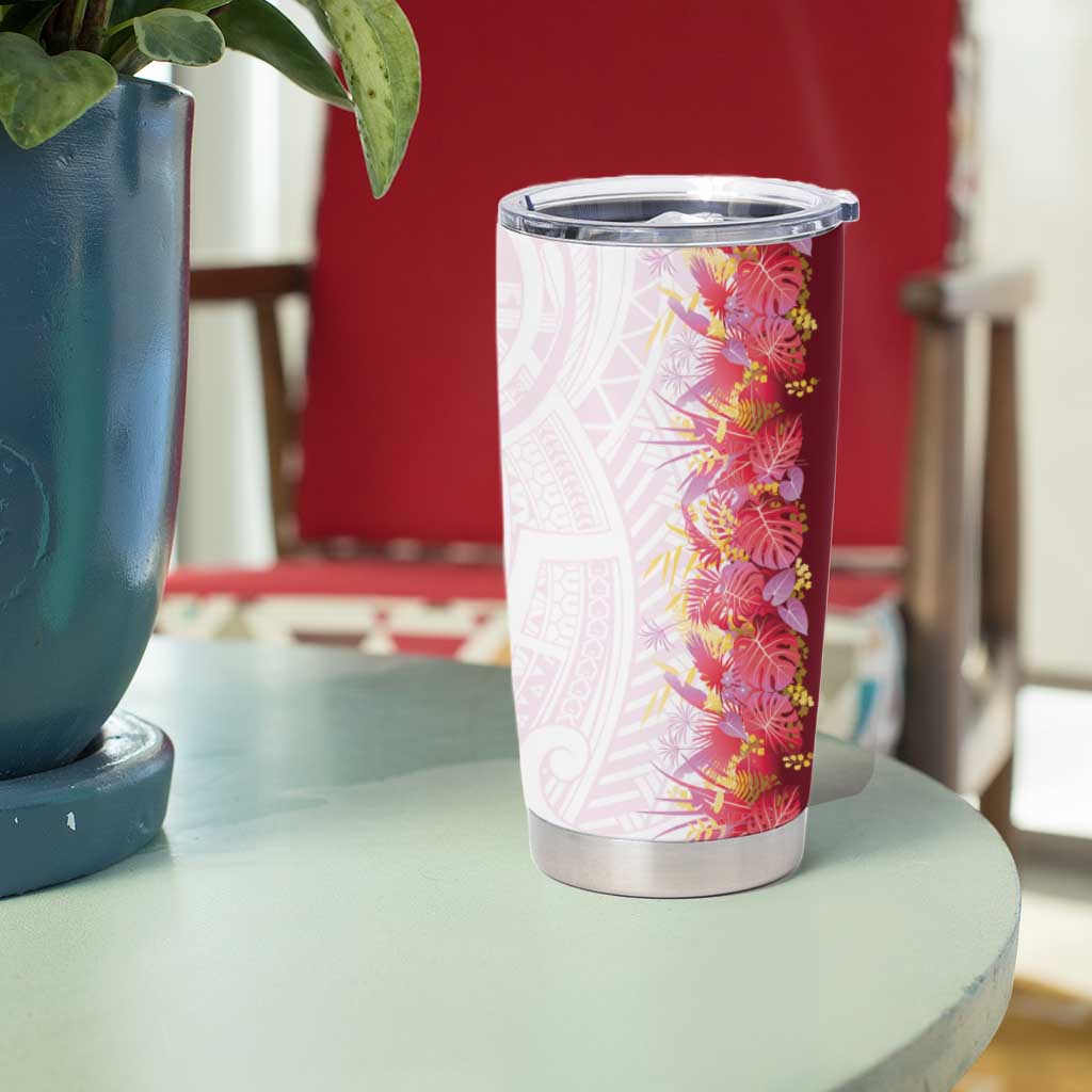 Hawaii Tropical Plant Akala Tumbler Cup Vibrant Polynesian Pattern