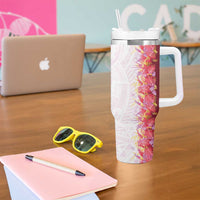 Hawaii Tropical Plant Akala Tumbler With Handle Vibrant Polynesian Pattern