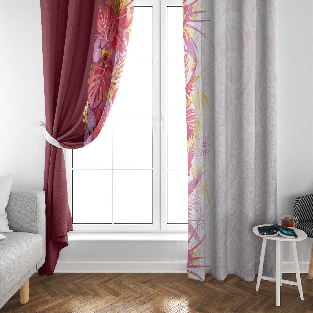 Hawaii Tropical Plant Akala Window Curtain Vibrant Polynesian Pattern