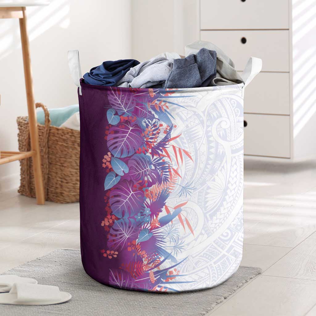 Hawaii Tropical Plant Poni Laundry Basket Vibrant Polynesian Pattern
