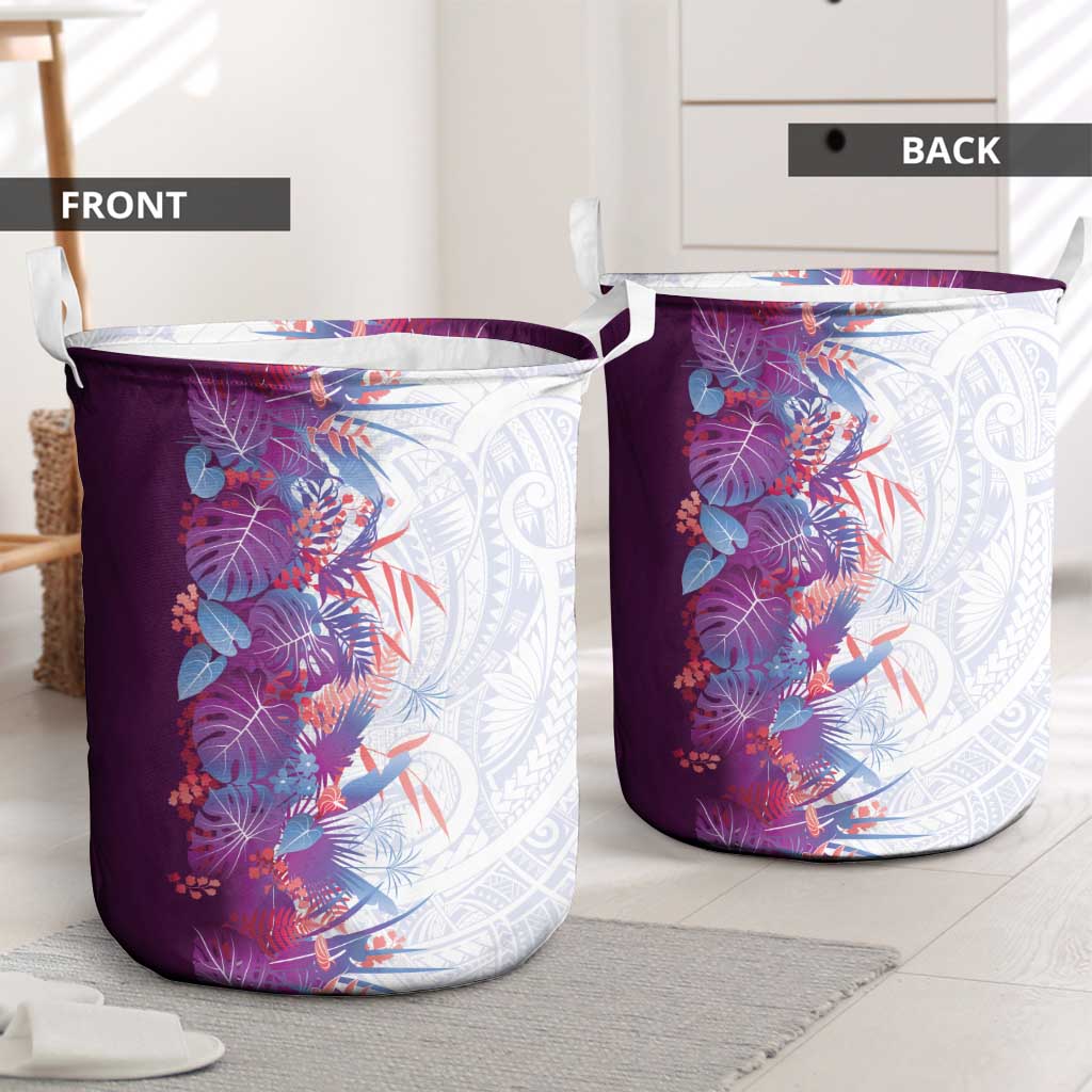 Hawaii Tropical Plant Poni Laundry Basket Vibrant Polynesian Pattern