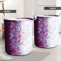 Hawaii Tropical Plant Poni Laundry Basket Vibrant Polynesian Pattern