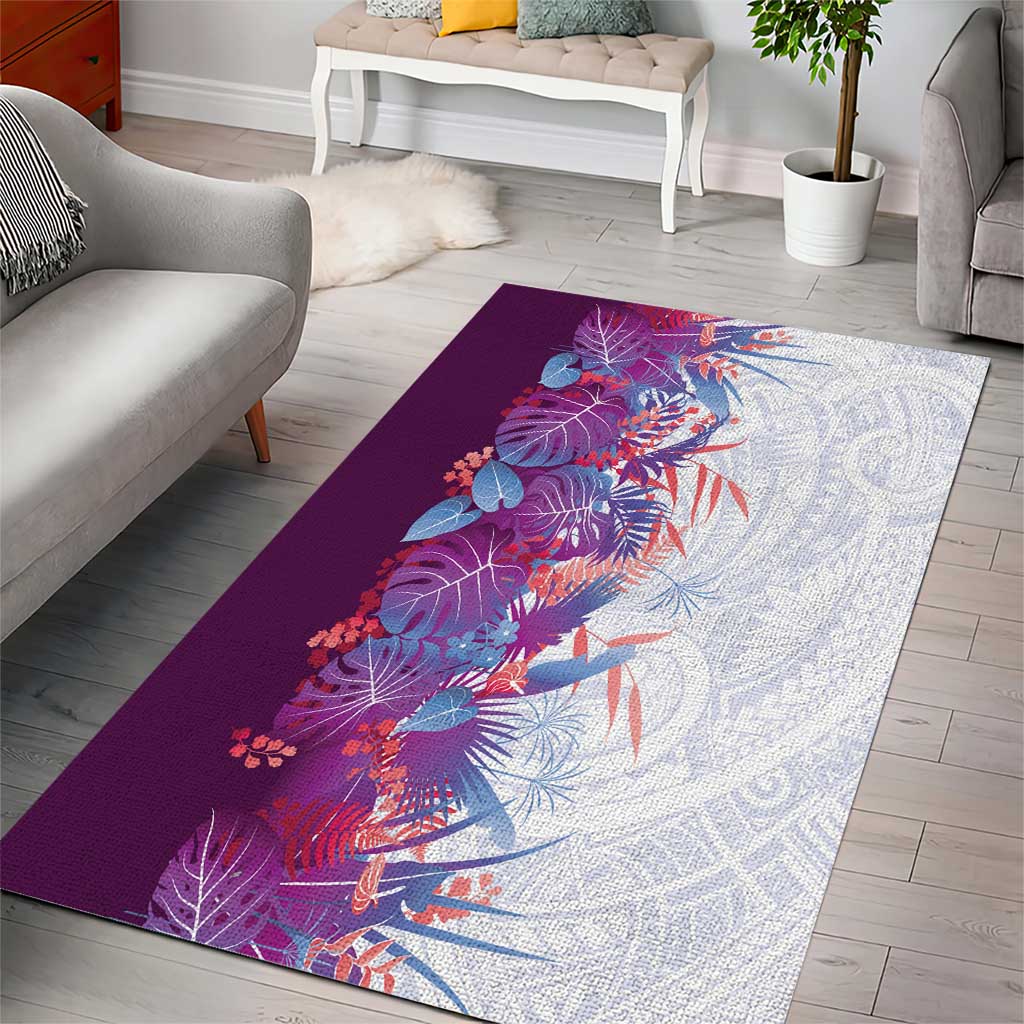 Hawaii Tropical Plant Poni Area Rug Vibrant Polynesian Pattern