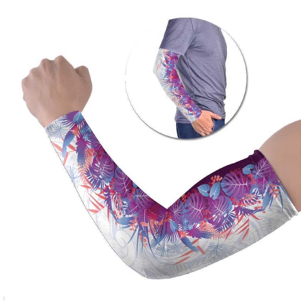 Hawaii Tropical Plant Poni Arm Sleeves Vibrant Polynesian Pattern