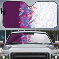 Hawaii Tropical Plant Poni Auto Sun Shade Vibrant Polynesian Pattern