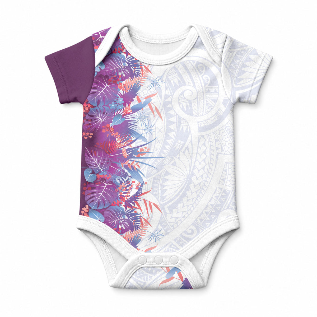 Hawaii Tropical Plant Poni Baby Onesie Vibrant Polynesian Pattern LT01 Purple - Polynesian Pride