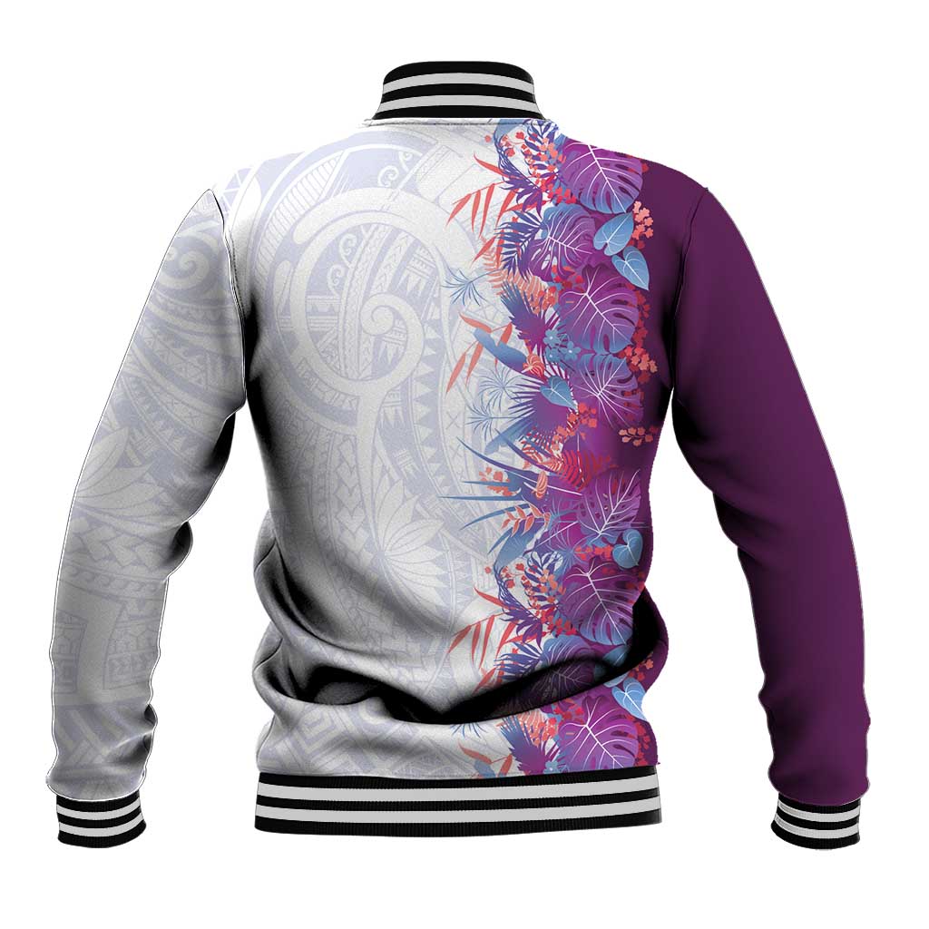 Hawaii Tropical Plant Poni Baseball Jacket Vibrant Polynesian Pattern