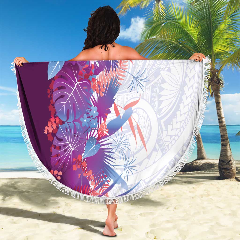 Hawaii Tropical Plant Poni Beach Blanket Vibrant Polynesian Pattern