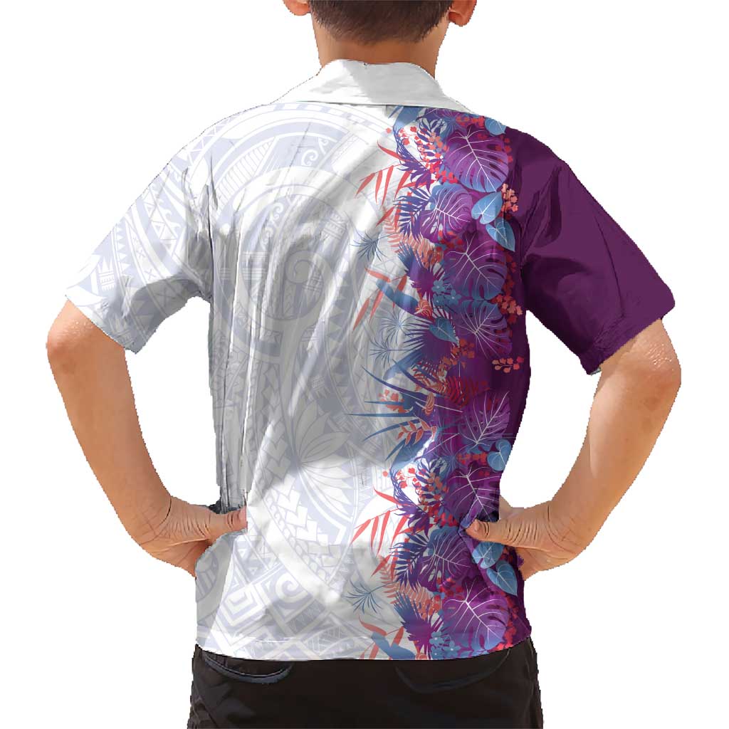 Hawaii Tropical Plant Poni Family Matching Off The Shoulder Long Sleeve Dress and Hawaiian Shirt Vibrant Polynesian Pattern LT01 - Polynesian Pride
