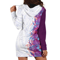 Hawaii Tropical Plant Poni Hoodie Dress Vibrant Polynesian Pattern