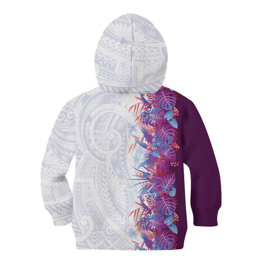 Hawaii Tropical Plant Poni Kid Hoodie Vibrant Polynesian Pattern