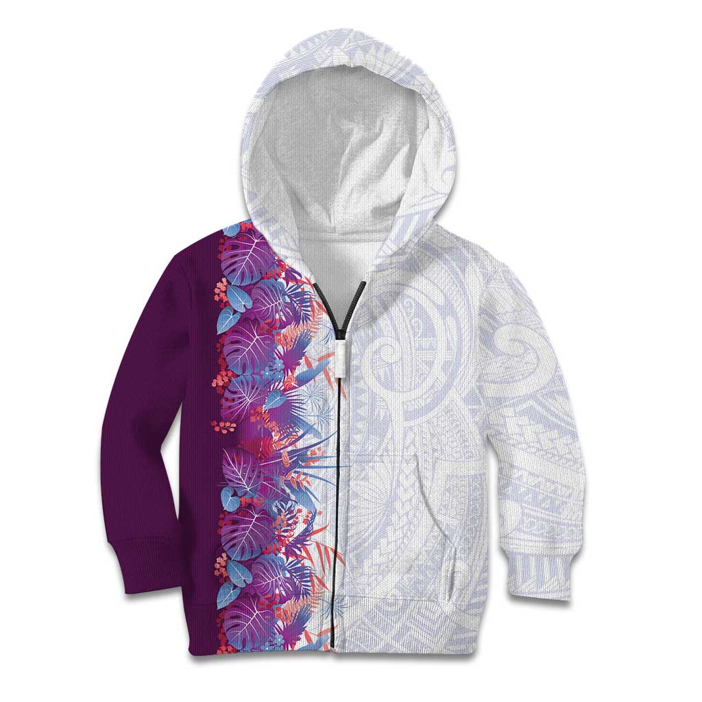 Hawaii Tropical Plant Poni Kid Hoodie Vibrant Polynesian Pattern