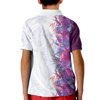Hawaii Tropical Plant Poni Kid Polo Shirt Vibrant Polynesian Pattern