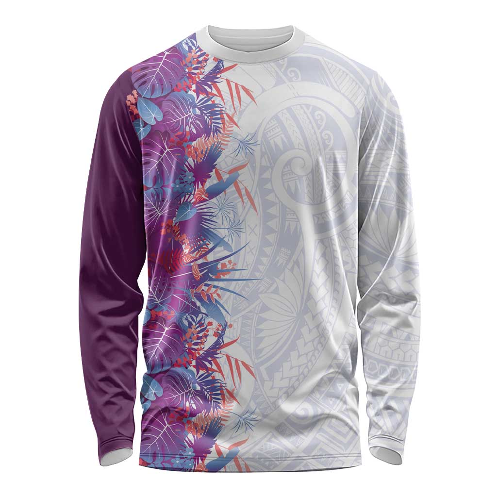 Hawaii Tropical Plant Poni Long Sleeve Shirt Vibrant Polynesian Pattern