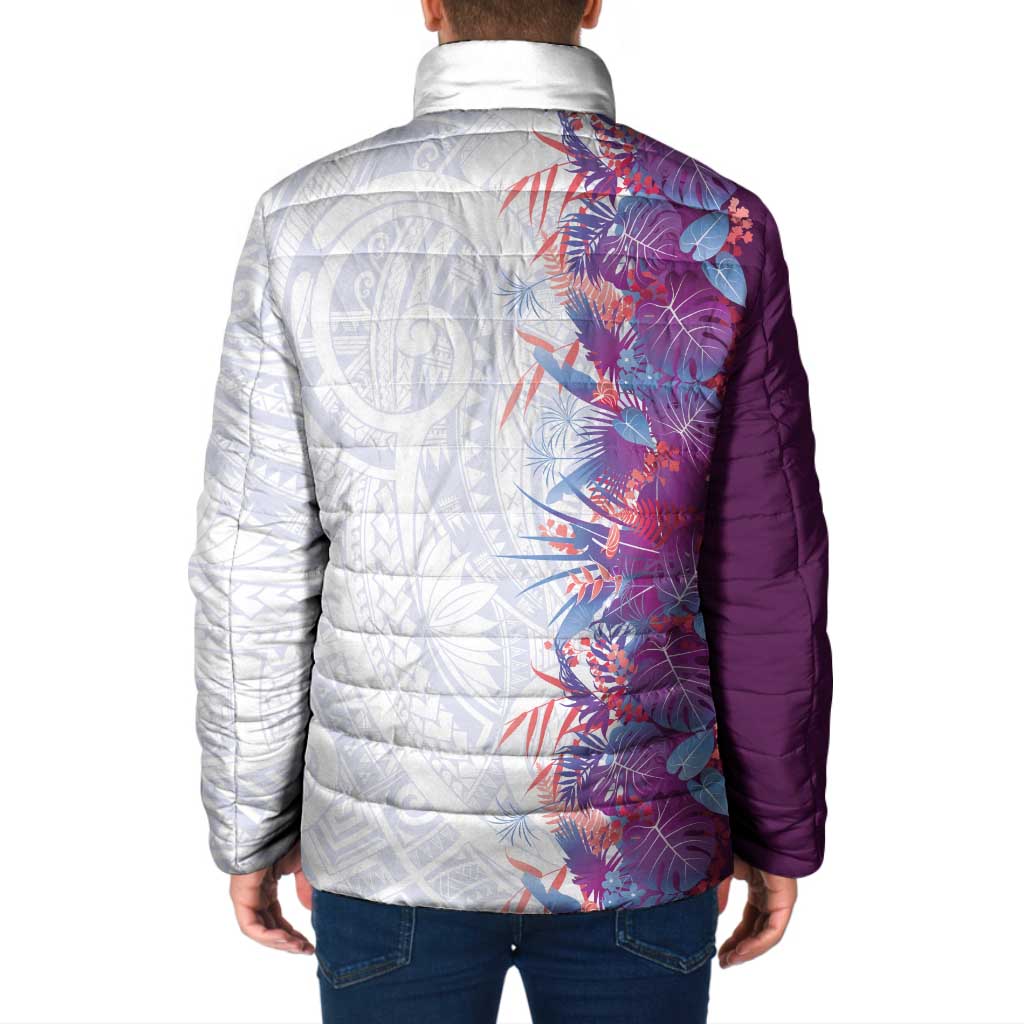 Hawaii Tropical Plant Poni Padded Jacket Vibrant Polynesian Pattern