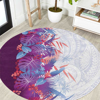 Hawaii Tropical Plant Poni Round Carpet Vibrant Polynesian Pattern