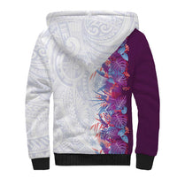 Hawaii Tropical Plant Poni Sherpa Hoodie Vibrant Polynesian Pattern