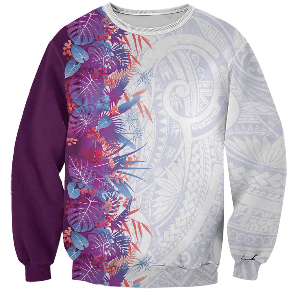 Hawaii Tropical Plant Poni Sweatshirt Vibrant Polynesian Pattern