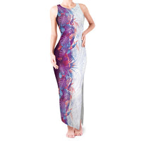 Hawaii Tropical Plant Poni Tank Maxi Dress Vibrant Polynesian Pattern