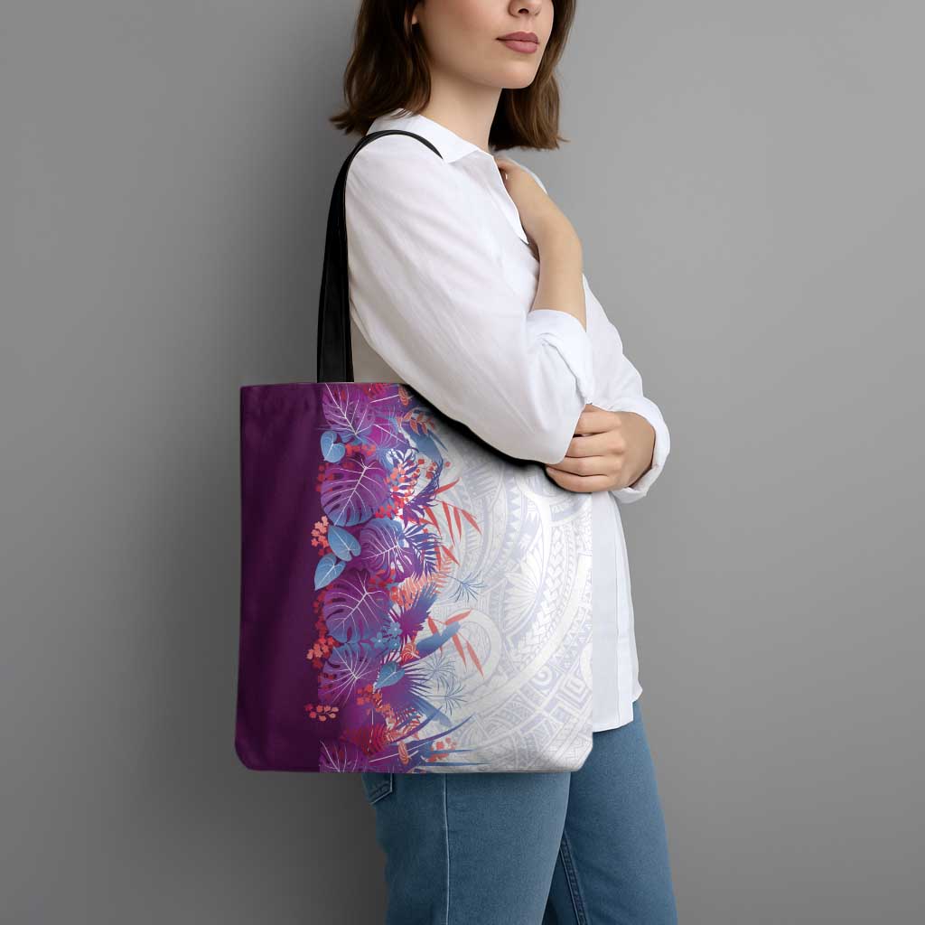 Hawaii Tropical Plant Poni Tote Bag Vibrant Polynesian Pattern