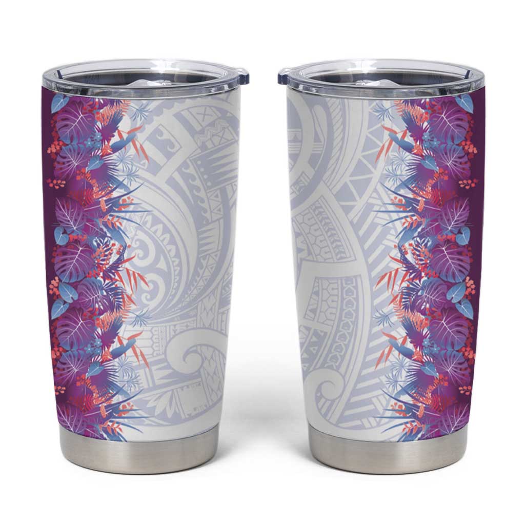 Hawaii Tropical Plant Poni Tumbler Cup Vibrant Polynesian Pattern