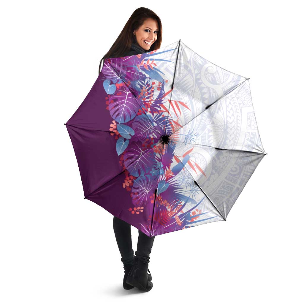 Hawaii Tropical Plant Poni Umbrella Vibrant Polynesian Pattern
