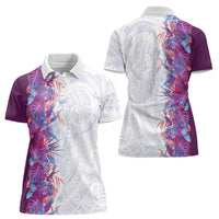 Hawaii Tropical Plant Poni Women Polo Shirt Vibrant Polynesian Pattern