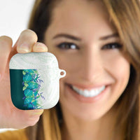 Hawaii Tropical Plant Teal AirPods Case Vibrant Polynesian Pattern