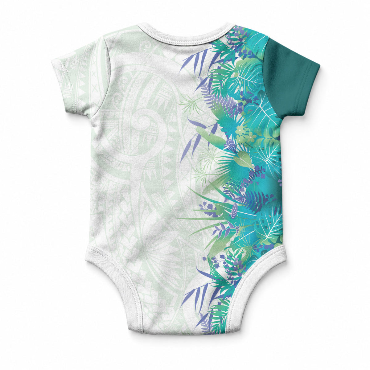 Hawaii Tropical Plant Teal Baby Onesie Vibrant Polynesian Pattern LT01 - Polynesian Pride