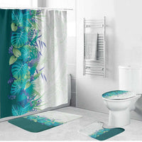 Hawaii Tropical Plant Teal Bathroom Set Vibrant Polynesian Pattern