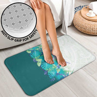 Hawaii Tropical Plant Teal Bathroom Set Vibrant Polynesian Pattern
