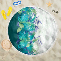 Hawaii Tropical Plant Teal Beach Blanket Vibrant Polynesian Pattern