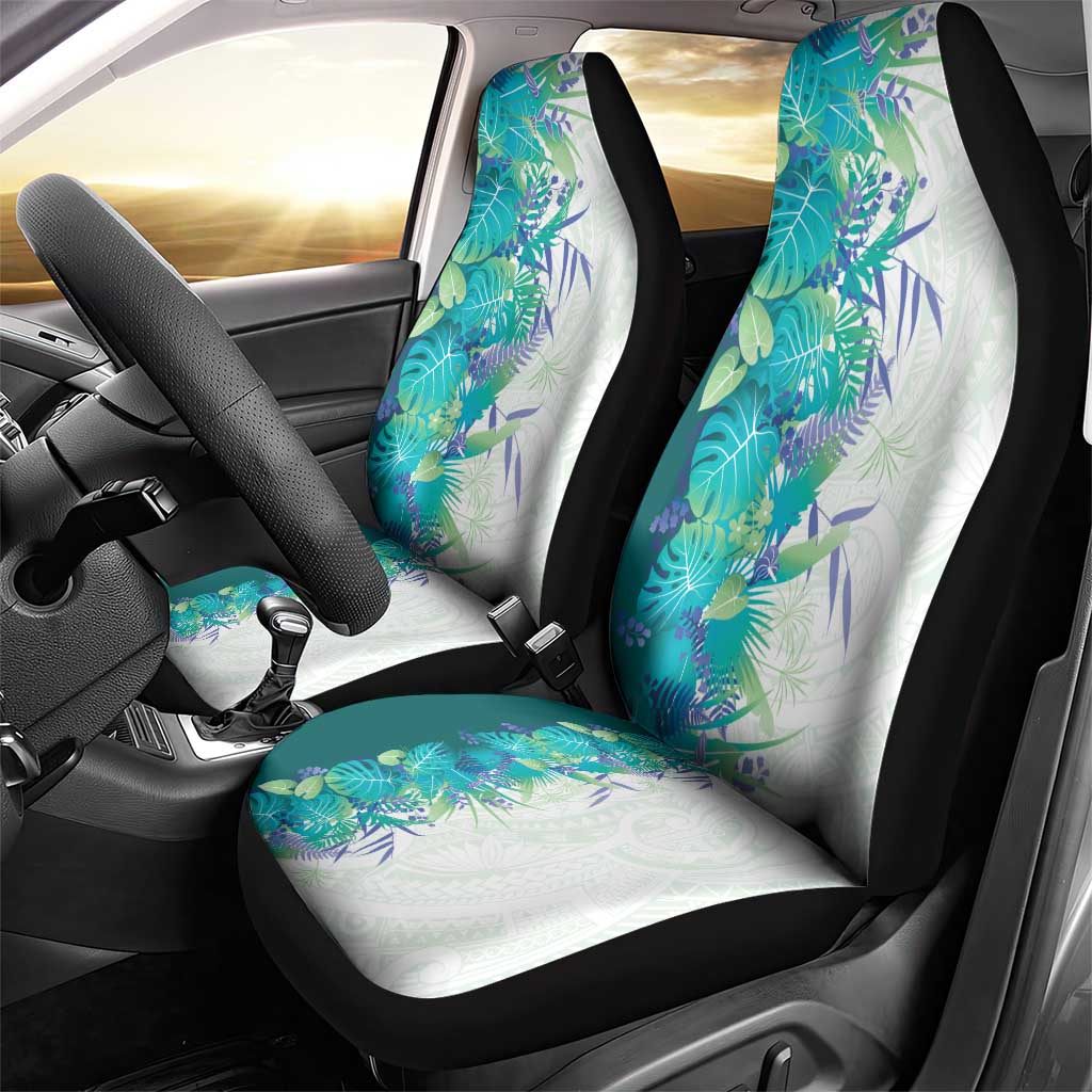Hawaii Tropical Plant Teal Car Seat Cover Vibrant Polynesian Pattern