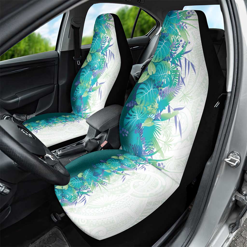 Hawaii Tropical Plant Teal Car Seat Cover Vibrant Polynesian Pattern