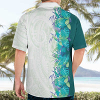 Hawaii Tropical Plant Teal Hawaiian Shirt Vibrant Polynesian Pattern