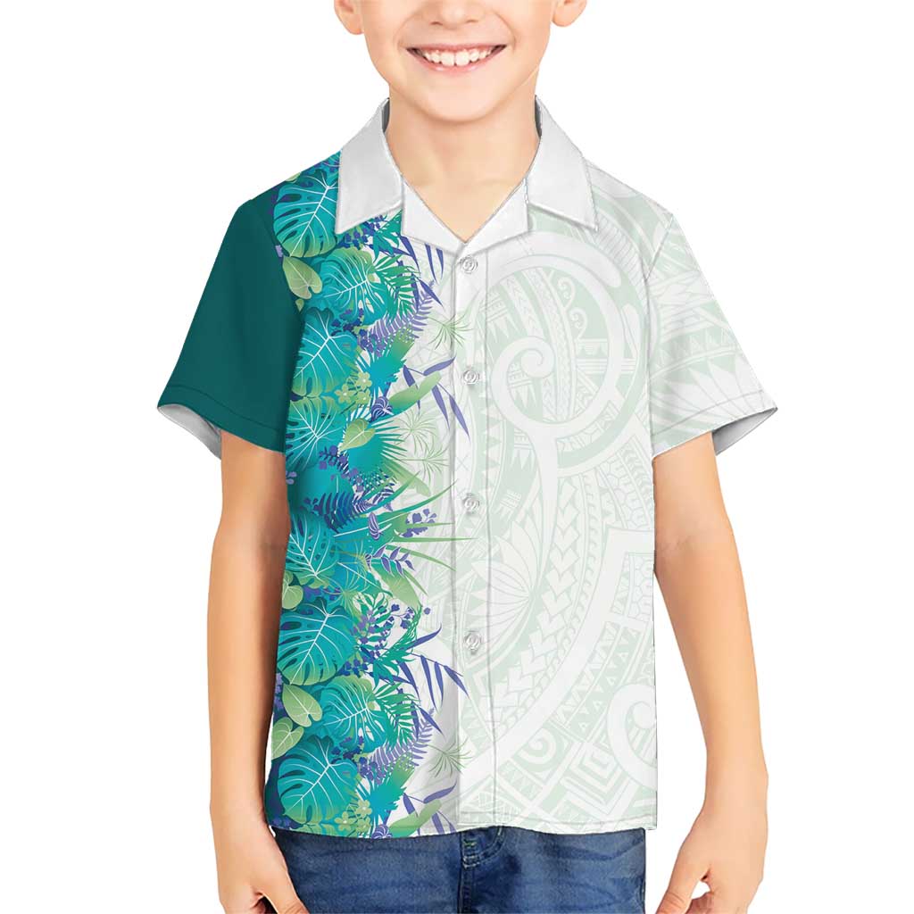 Hawaii Tropical Plant Teal Hawaiian Shirt Vibrant Polynesian Pattern