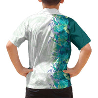 Hawaii Tropical Plant Teal Hawaiian Shirt Vibrant Polynesian Pattern