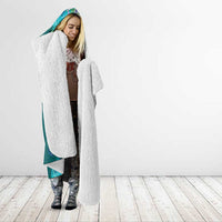 Hawaii Tropical Plant Teal Hooded Blanket Vibrant Polynesian Pattern