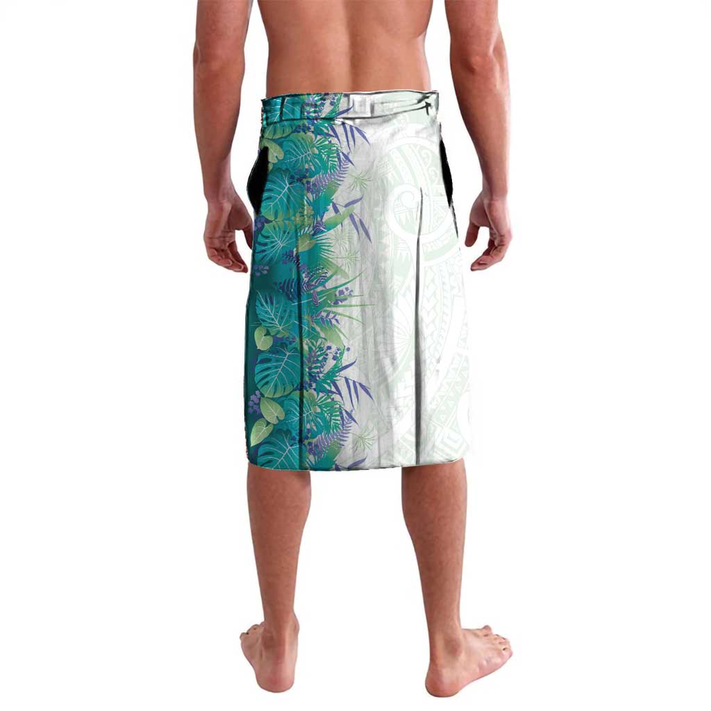 Hawaii Tropical Plant Teal Lavalava Vibrant Polynesian Pattern