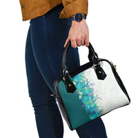 Hawaii Tropical Plant Teal Shoulder Handbag Vibrant Polynesian Pattern