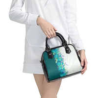 Hawaii Tropical Plant Teal Shoulder Handbag Vibrant Polynesian Pattern