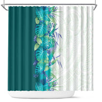 Hawaii Tropical Plant Teal Shower Curtain Vibrant Polynesian Pattern