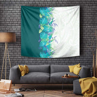 Hawaii Tropical Plant Teal Tapestry Vibrant Polynesian Pattern