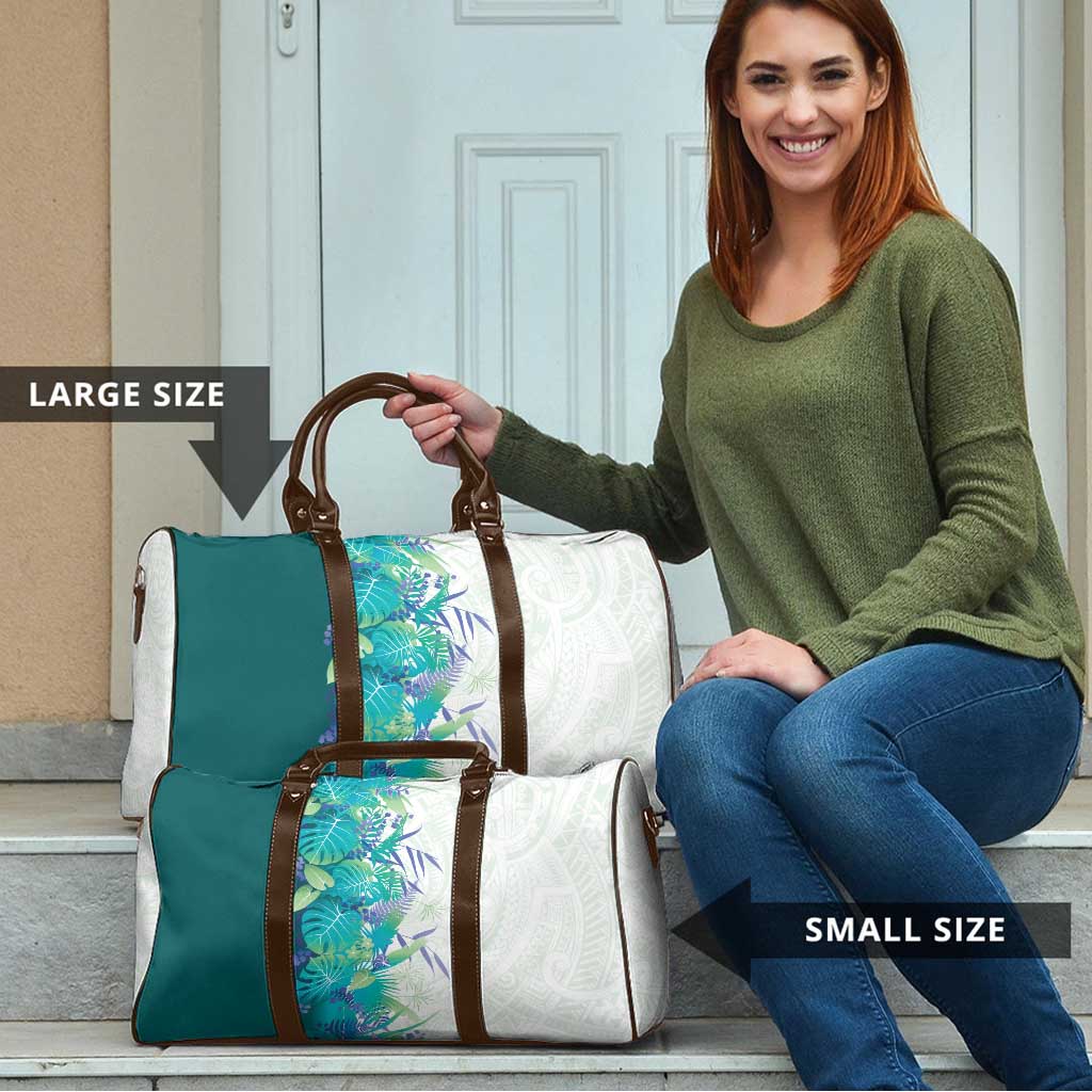 Hawaii Tropical Plant Teal Travel Bag Vibrant Polynesian Pattern