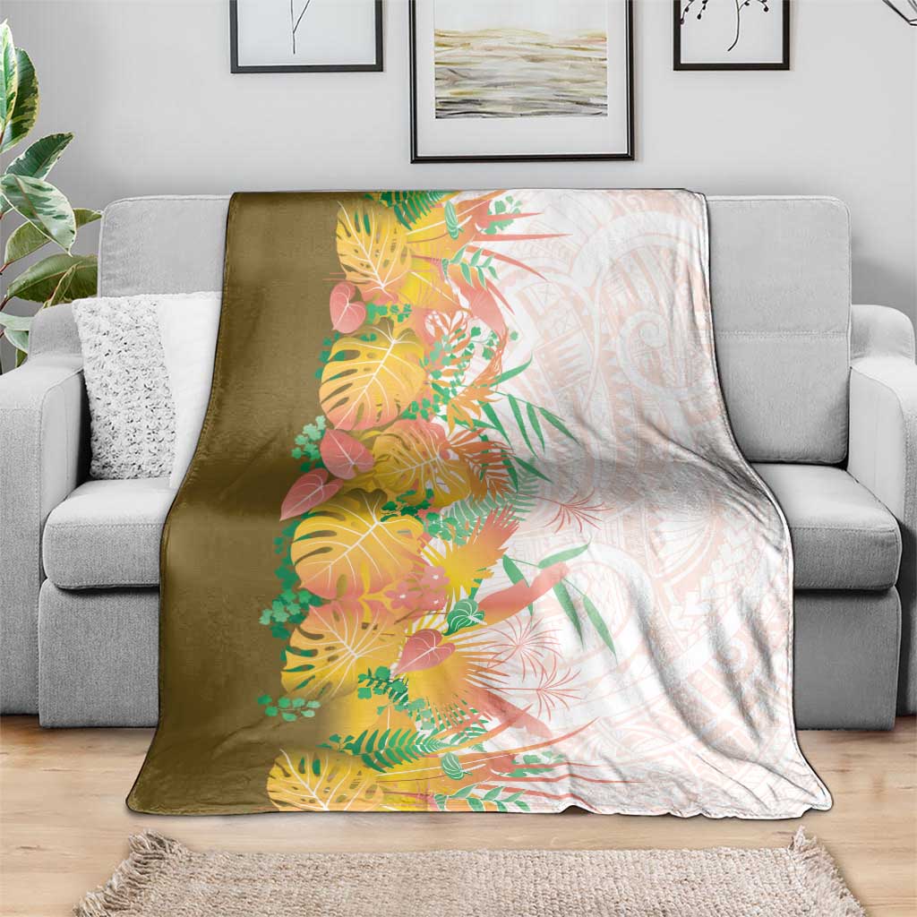 Hawaii Tropical Plant Lenalena Blanket Vibrant Polynesian Pattern