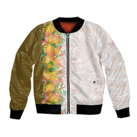 Hawaii Tropical Plant Lenalena Bomber Jacket Vibrant Polynesian Pattern