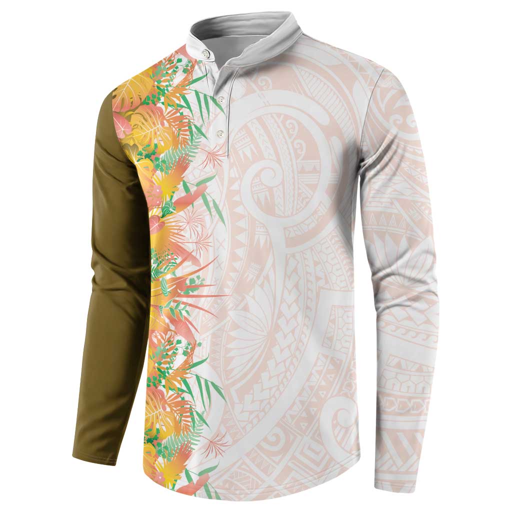 Hawaii Tropical Plant Lenalena Button Sweatshirt Vibrant Polynesian Pattern