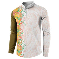 Hawaii Tropical Plant Lenalena Button Sweatshirt Vibrant Polynesian Pattern