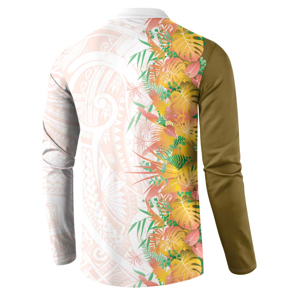 Hawaii Tropical Plant Lenalena Button Sweatshirt Vibrant Polynesian Pattern
