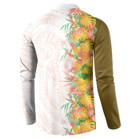 Hawaii Tropical Plant Lenalena Button Sweatshirt Vibrant Polynesian Pattern